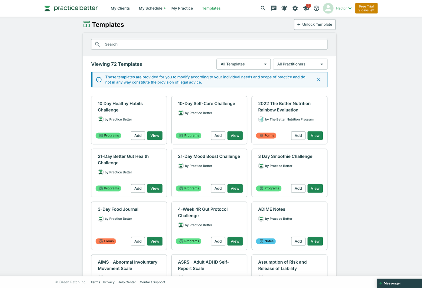 Image of Practice Better template library