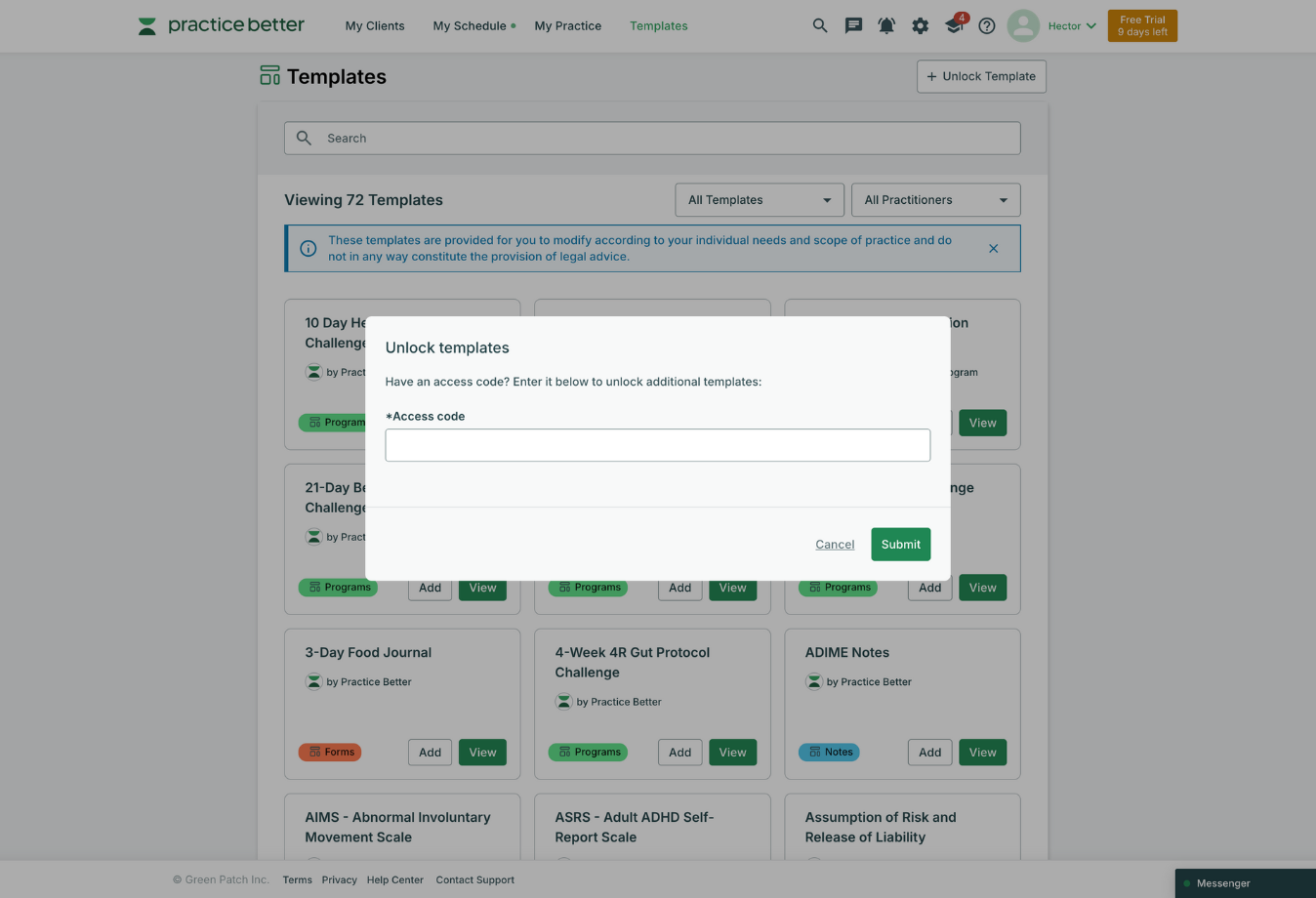 Image of Practice Better template code unlock
