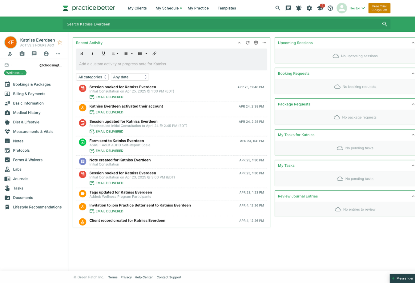 Image of Practice Better client face sheet