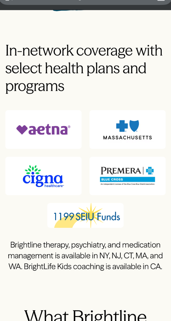 Brightline is in-network with many insurance plans