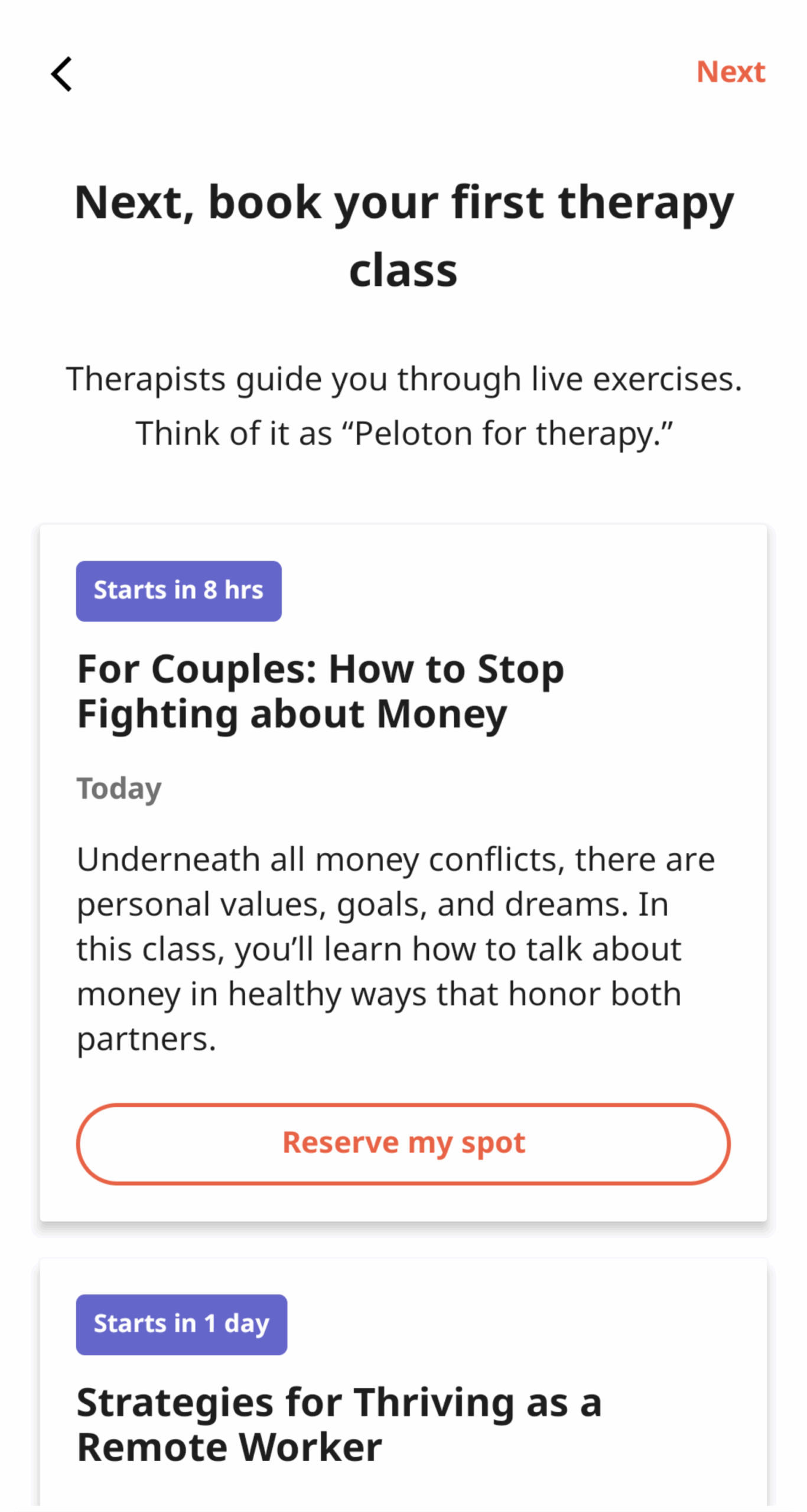 Talkspace Go book your first class