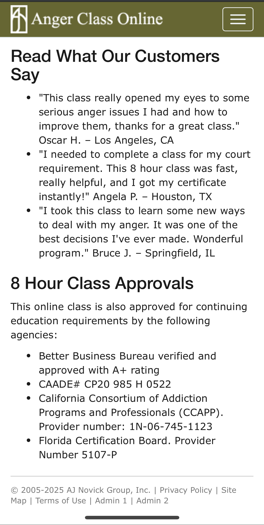 Anger Class Online Testimonials