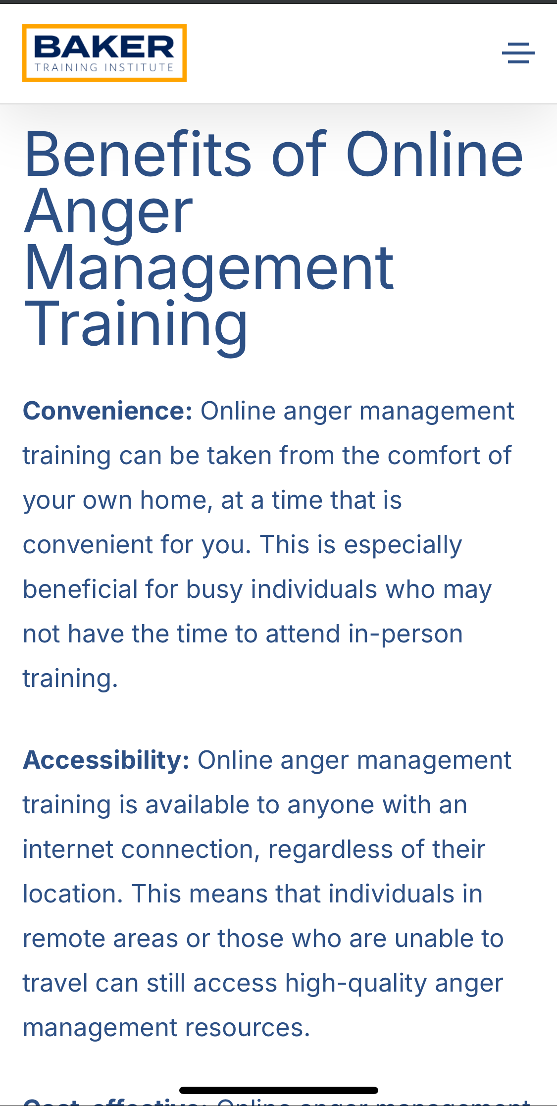 Anger Management Training Institute Benefits.