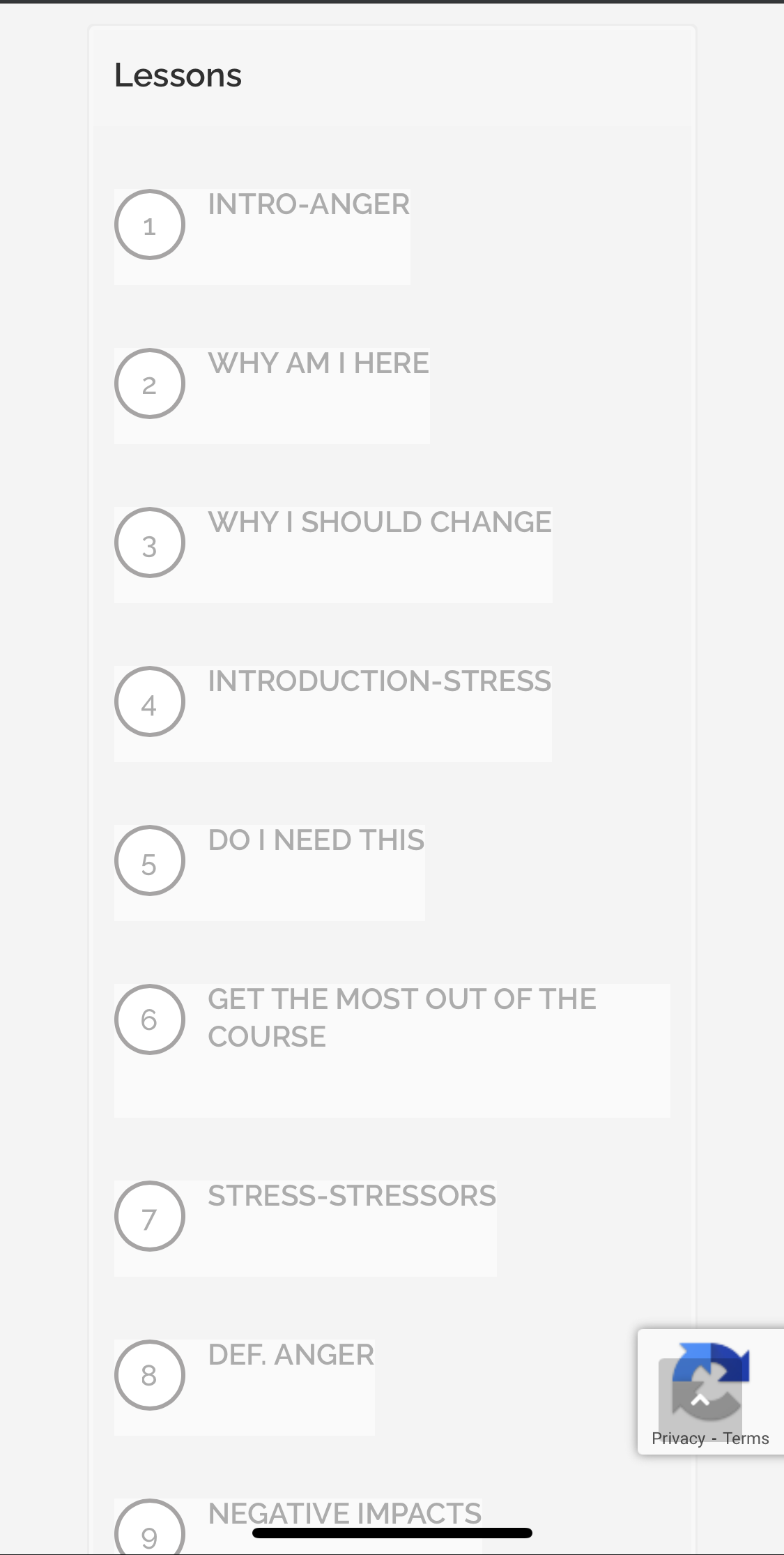 Valley Anger Management course itinerary.