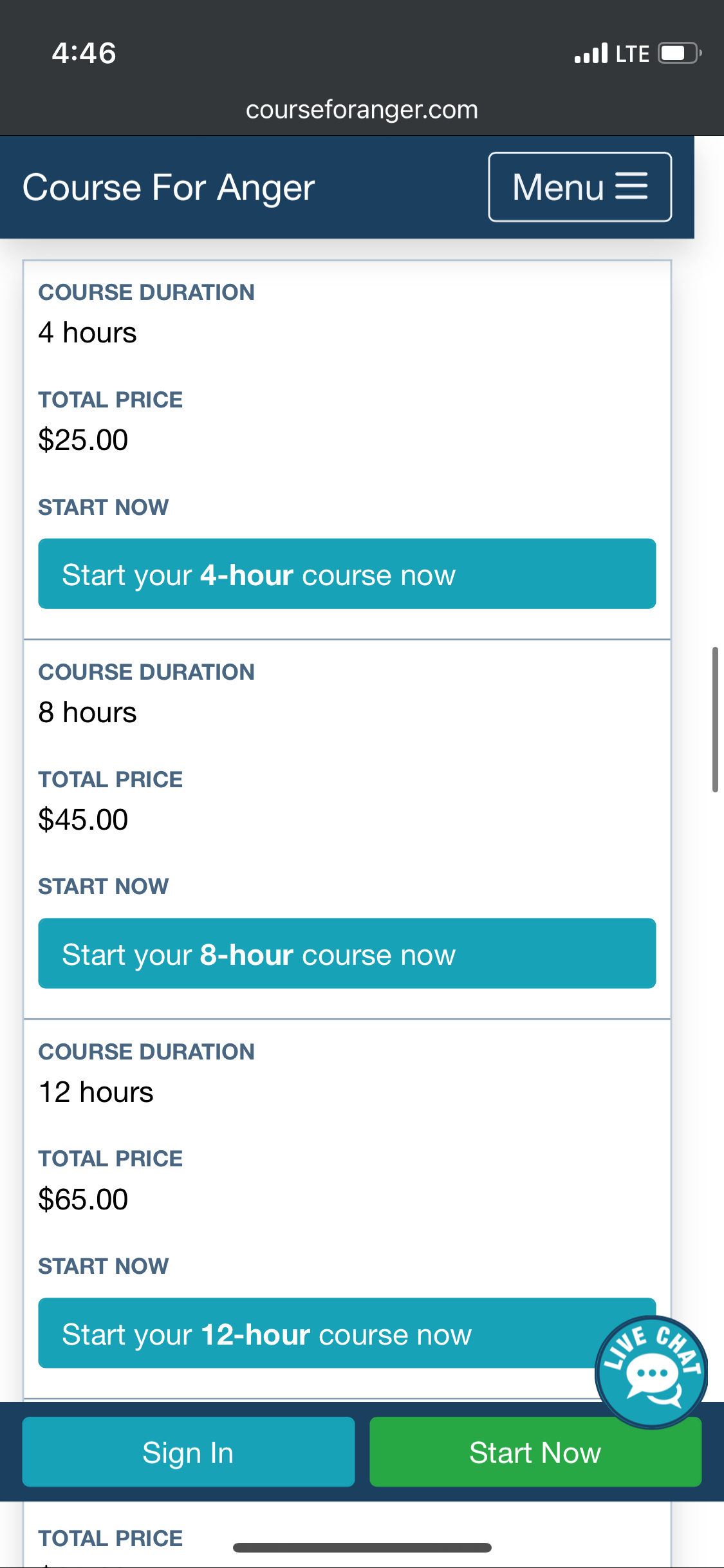 Choose from 4, 8, 12, and 16 hour course lengths.