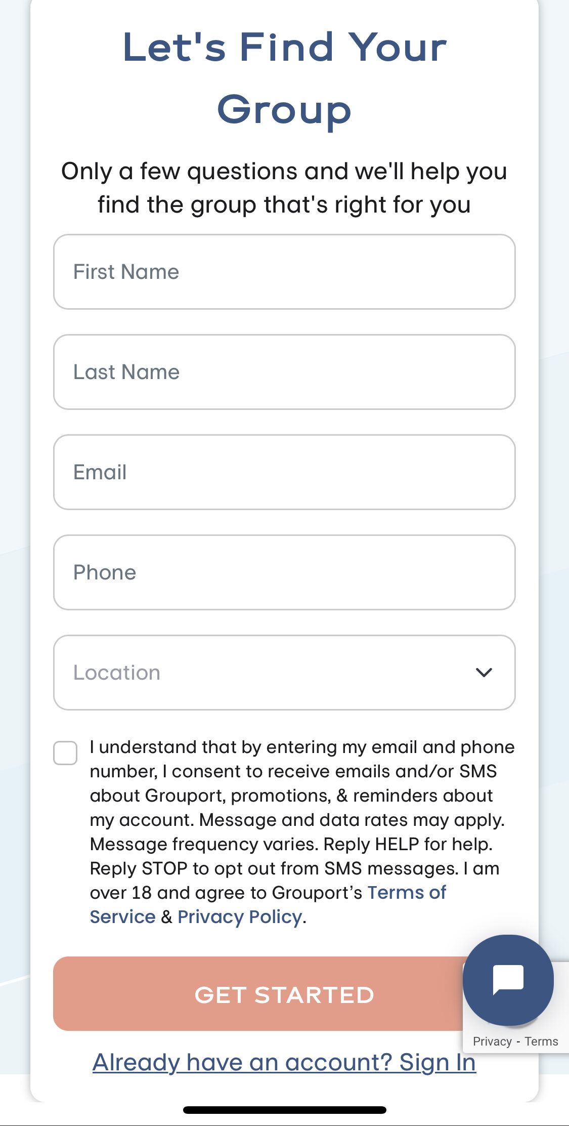 Grouport Sign Up