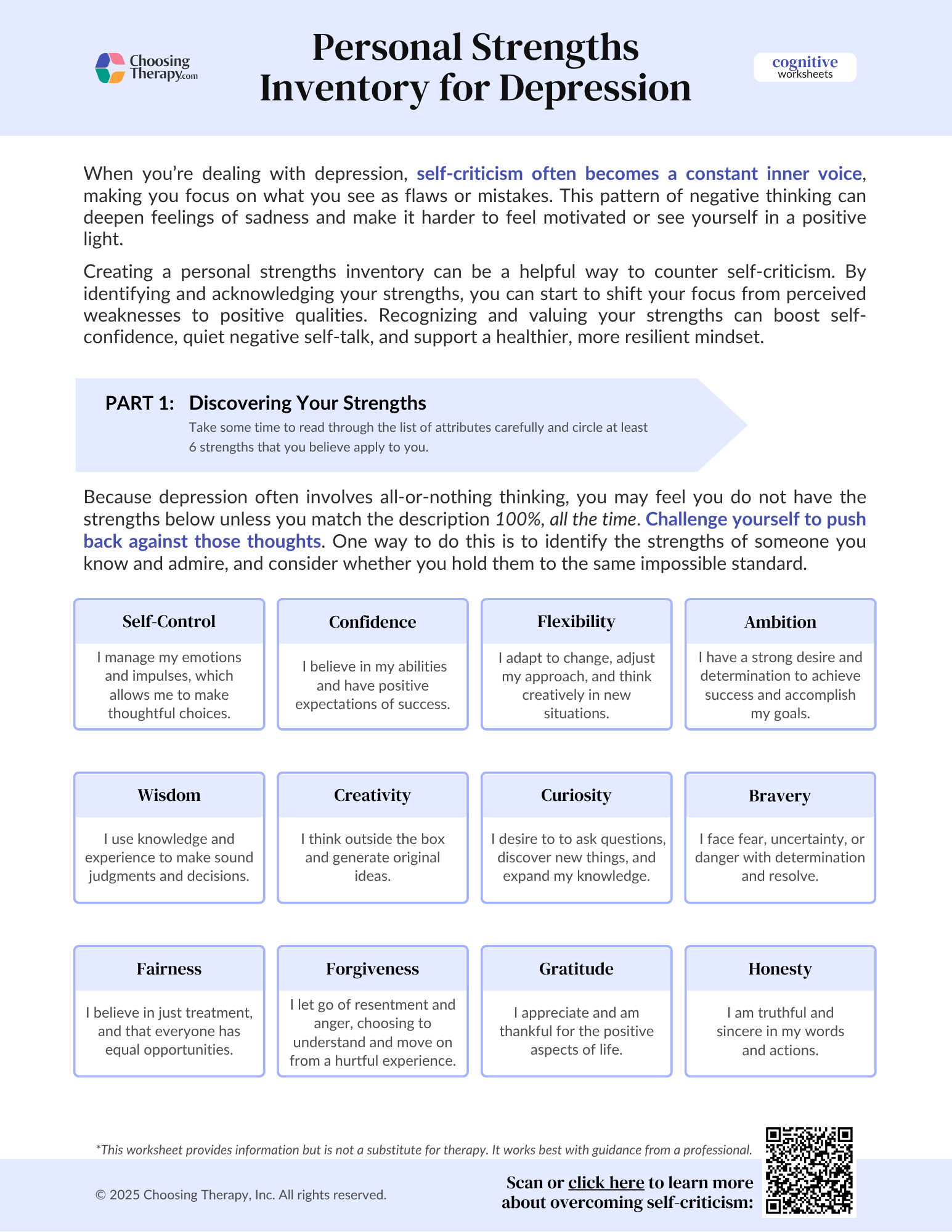 Personal Strengths Inventory for Depression