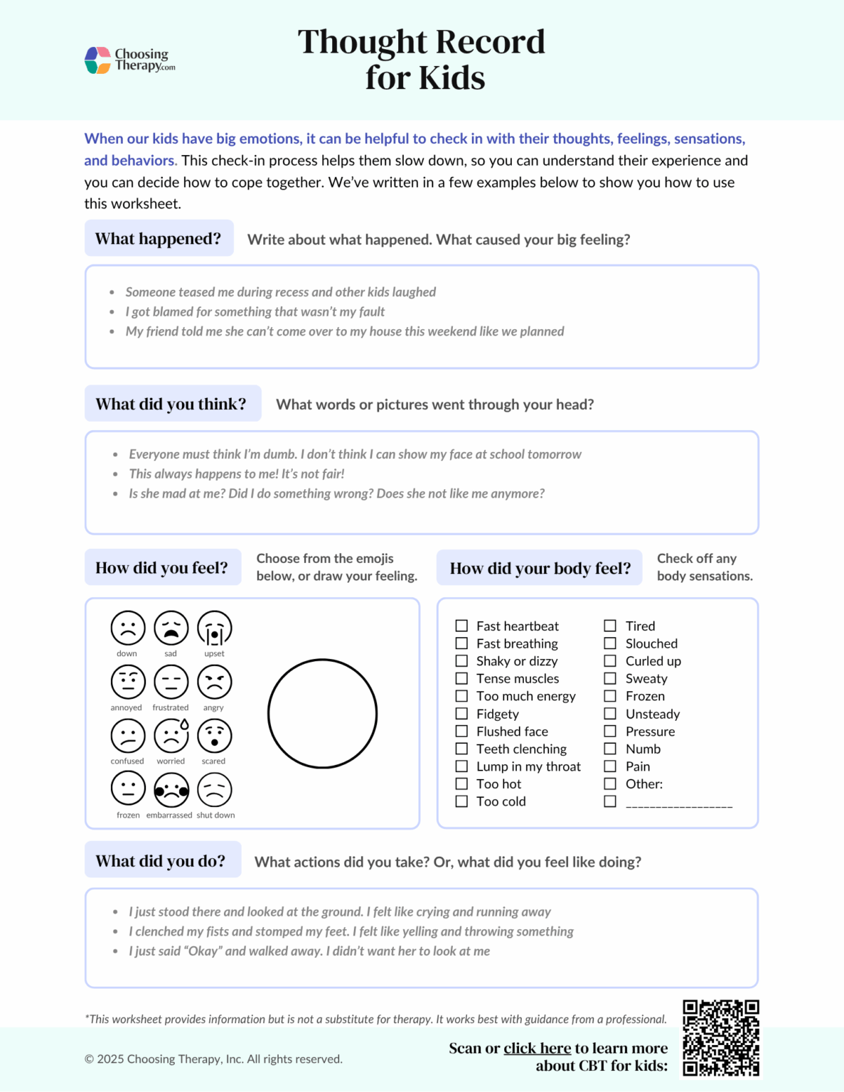 Free Therapy Worksheets for Kids (PDF Downloads) | ChoosingTherapy.com