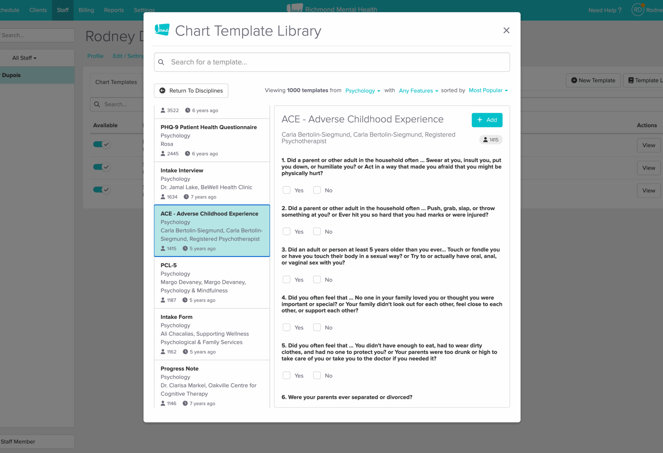 Image of using the template library in Jane