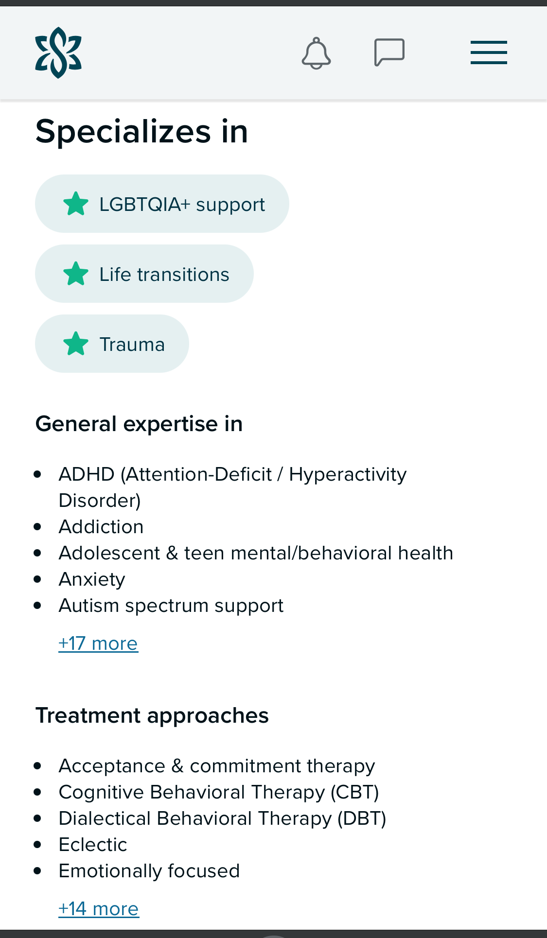 Therapist profiles on SonderMind