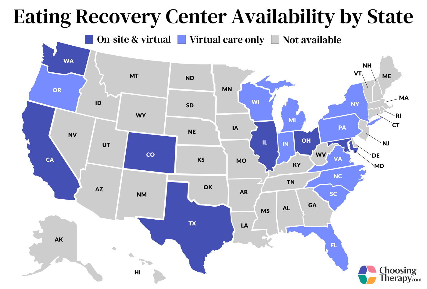 Eating Recovery Center Availability by State