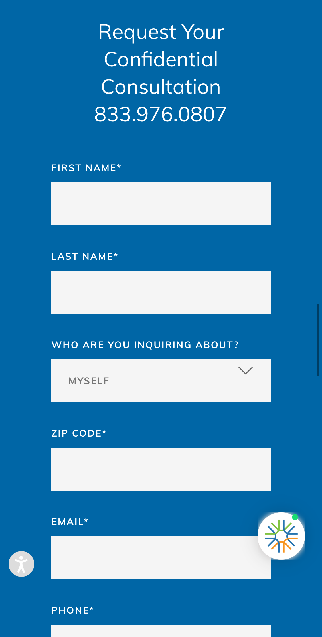 Center for Discovery treatment form