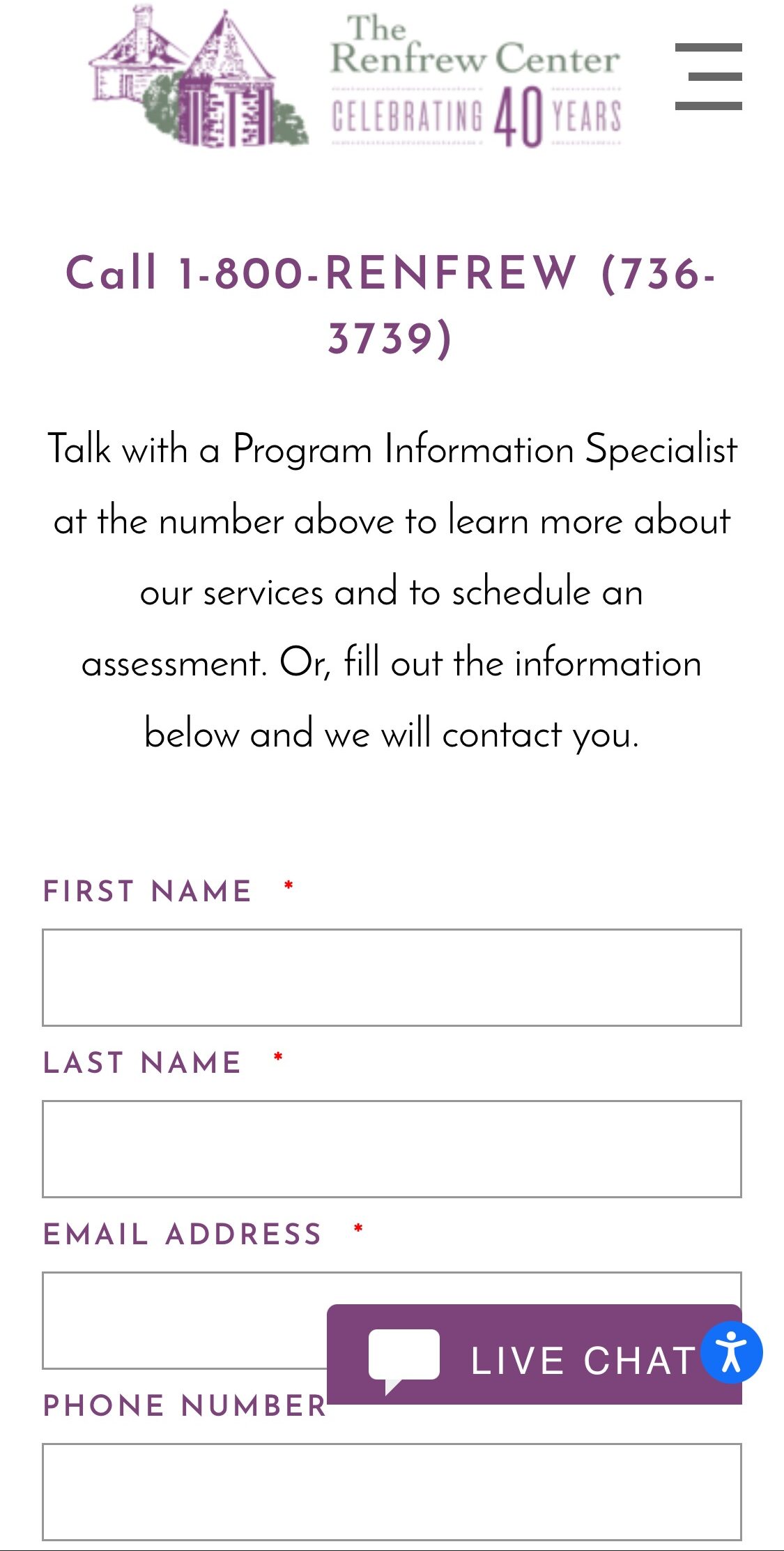 Renfrew Center consultation form