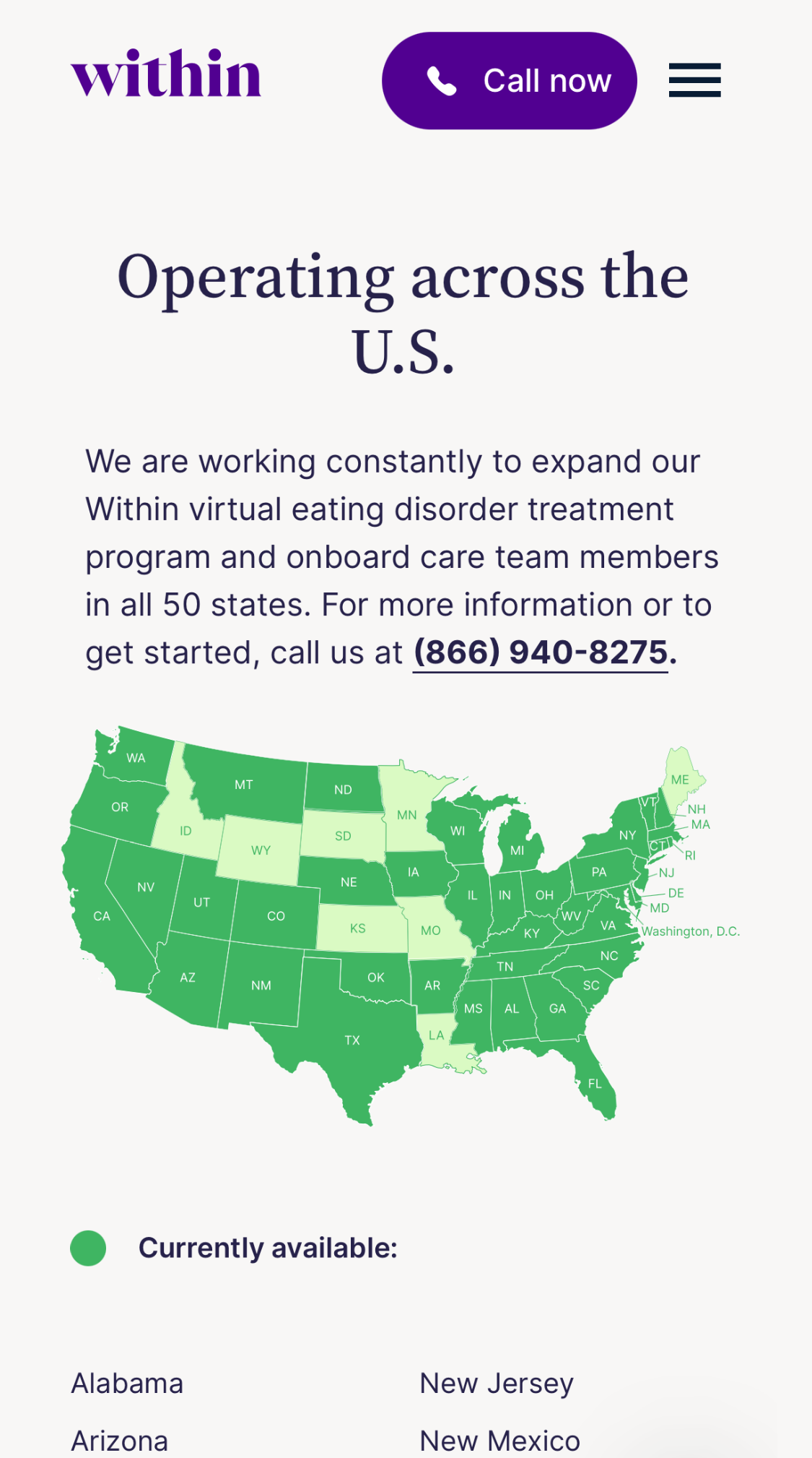 Within Health states covered