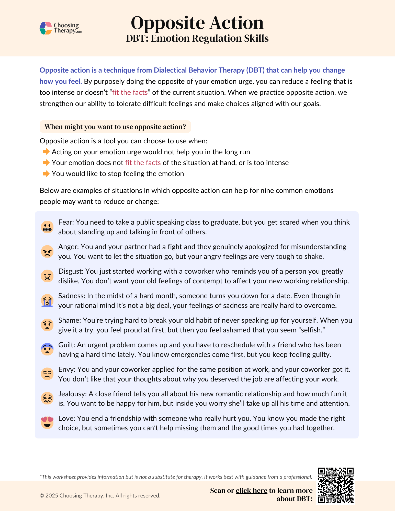 Opposite Action DBT Worksheet Free Printable PDF ChoosingTherapy Opposite Action DBT Worksheet Free Printable PDF ChoosingTherapy