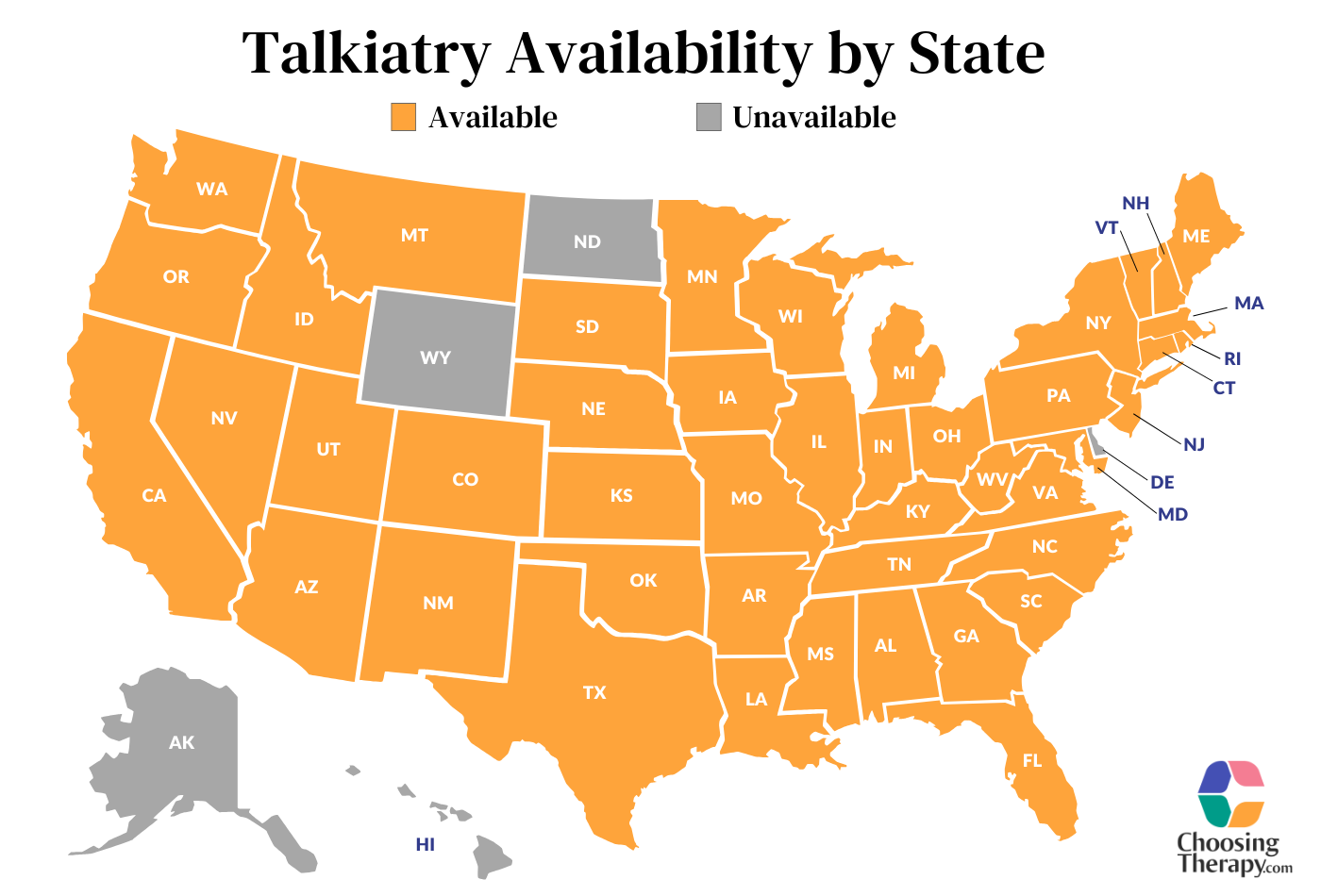 Talkiatry Availability by State