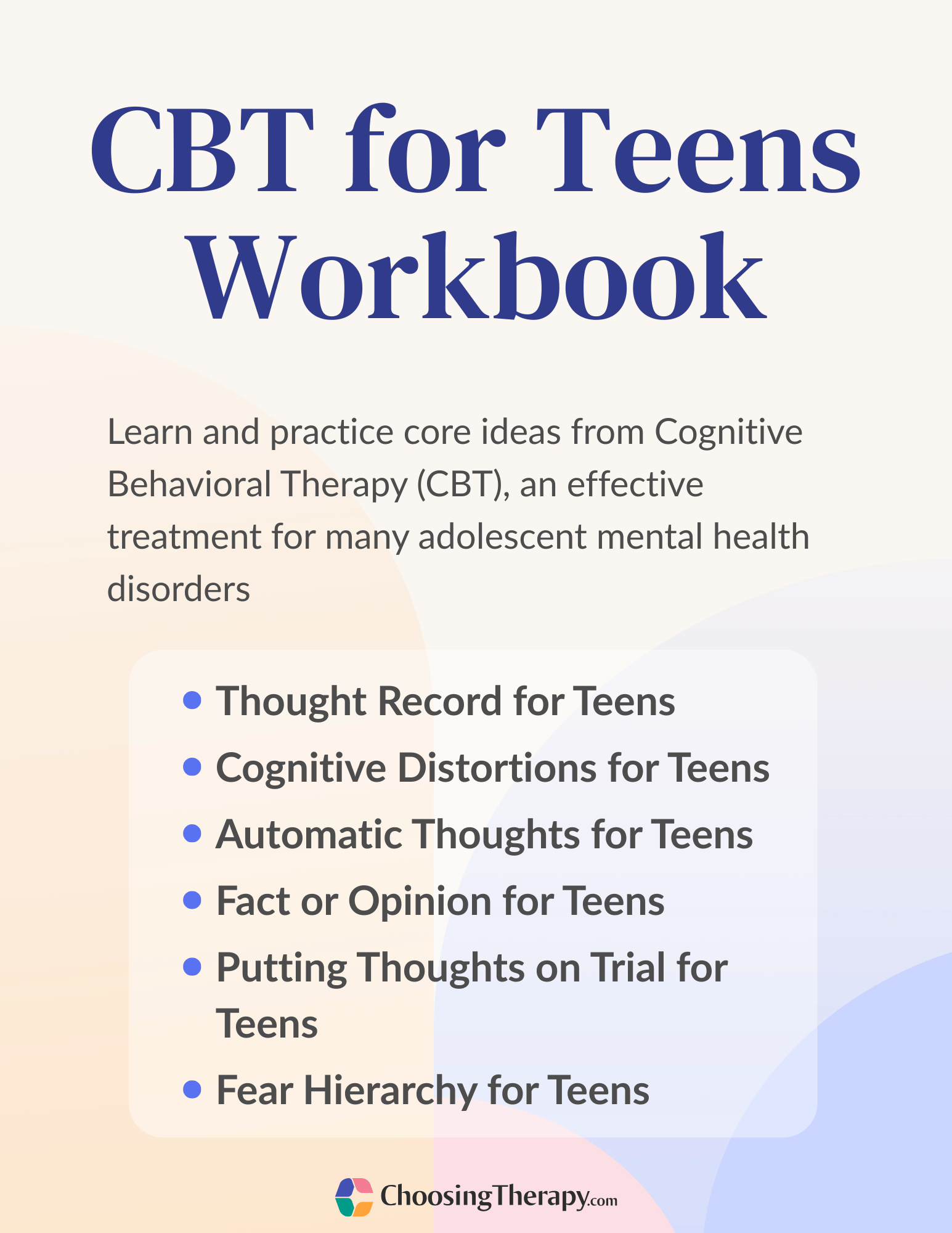 CBT Workbook for Teens (Free PDF Download) | ChoosingTherapy.com, image size:1545x2000
