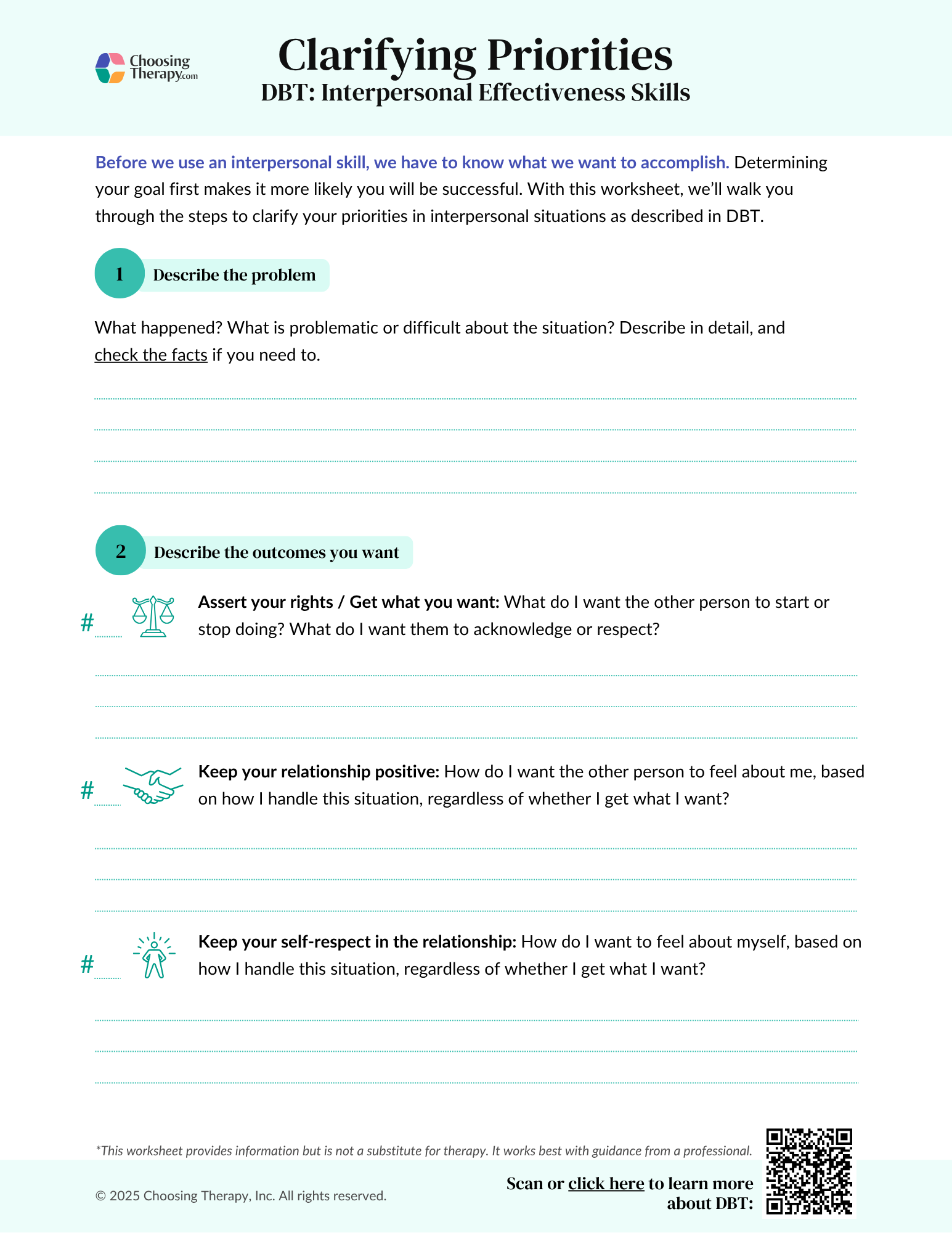 Clarifying Priorities DBT Worksheet
