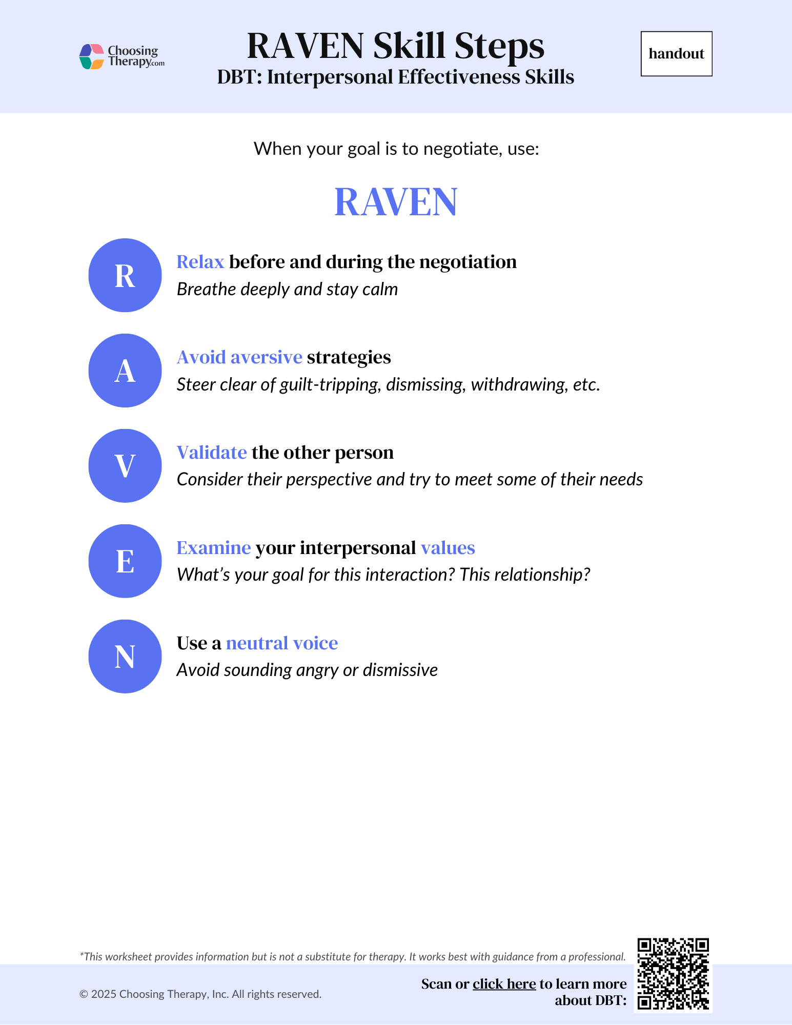 RAVEN Skill Steps (Handout)