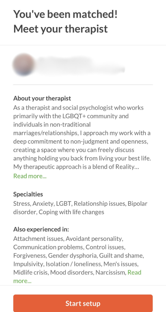 BetterHelp Therapist Profile