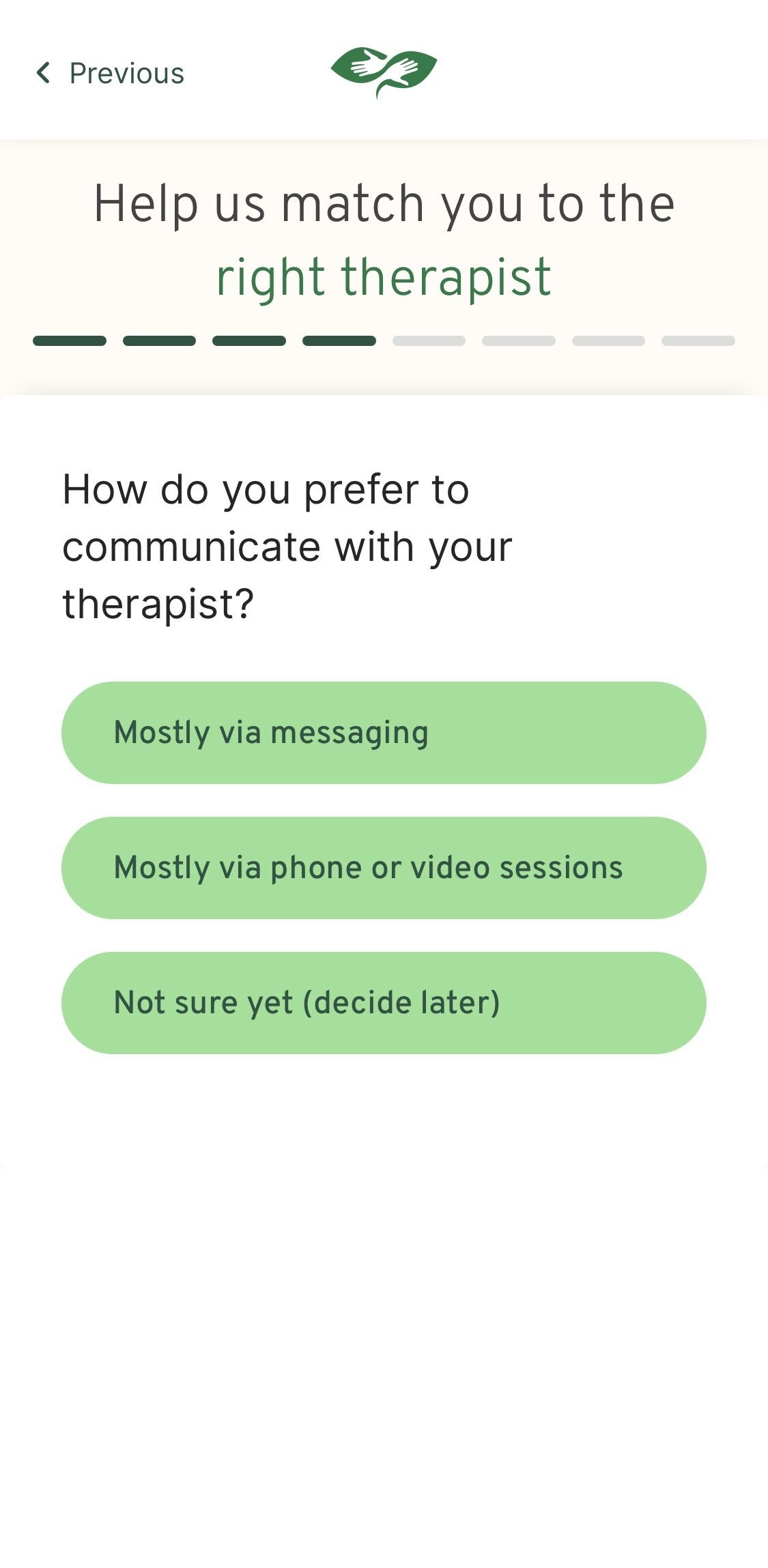 BetterHelp Intake Form Therapy Session Types