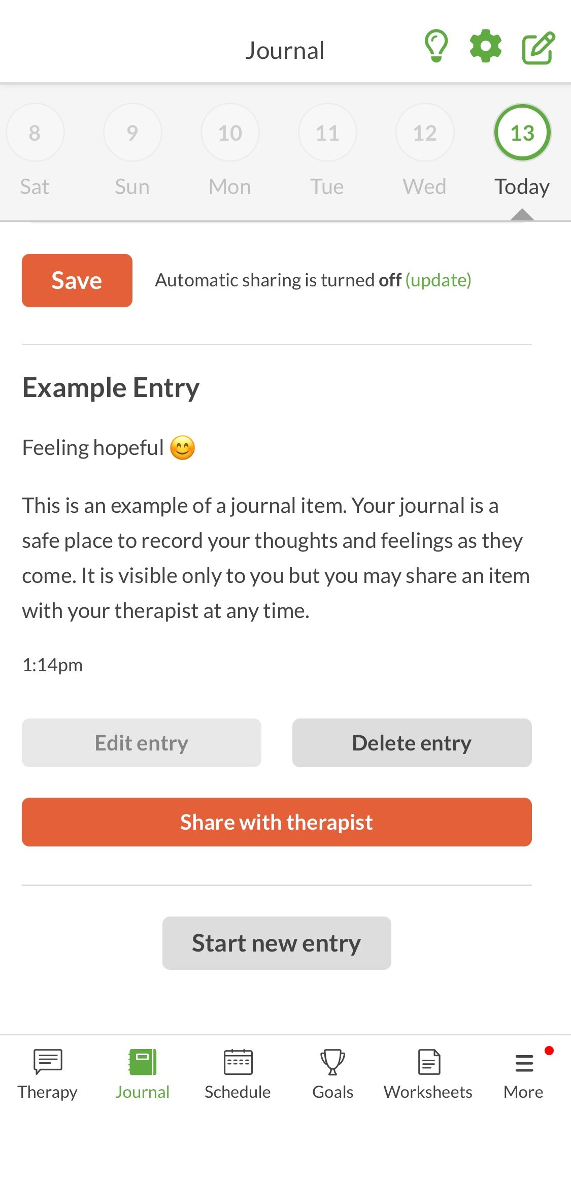 BetterHelp Journaling Feature